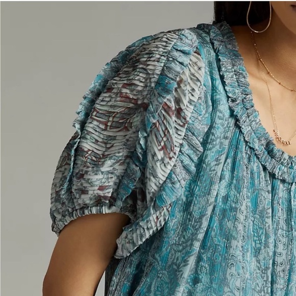 Anthro Let me be boho peaseant paisley blouse - Picture 4 of 11